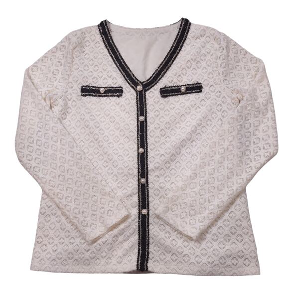 Mei Mei Soft Sweater with Faux Pearl Buttons, Size Medium - Picture 1 of 10